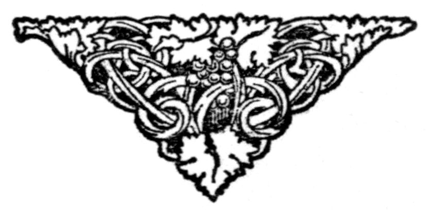 (Triangle shaped decorative design with leaves and vines)