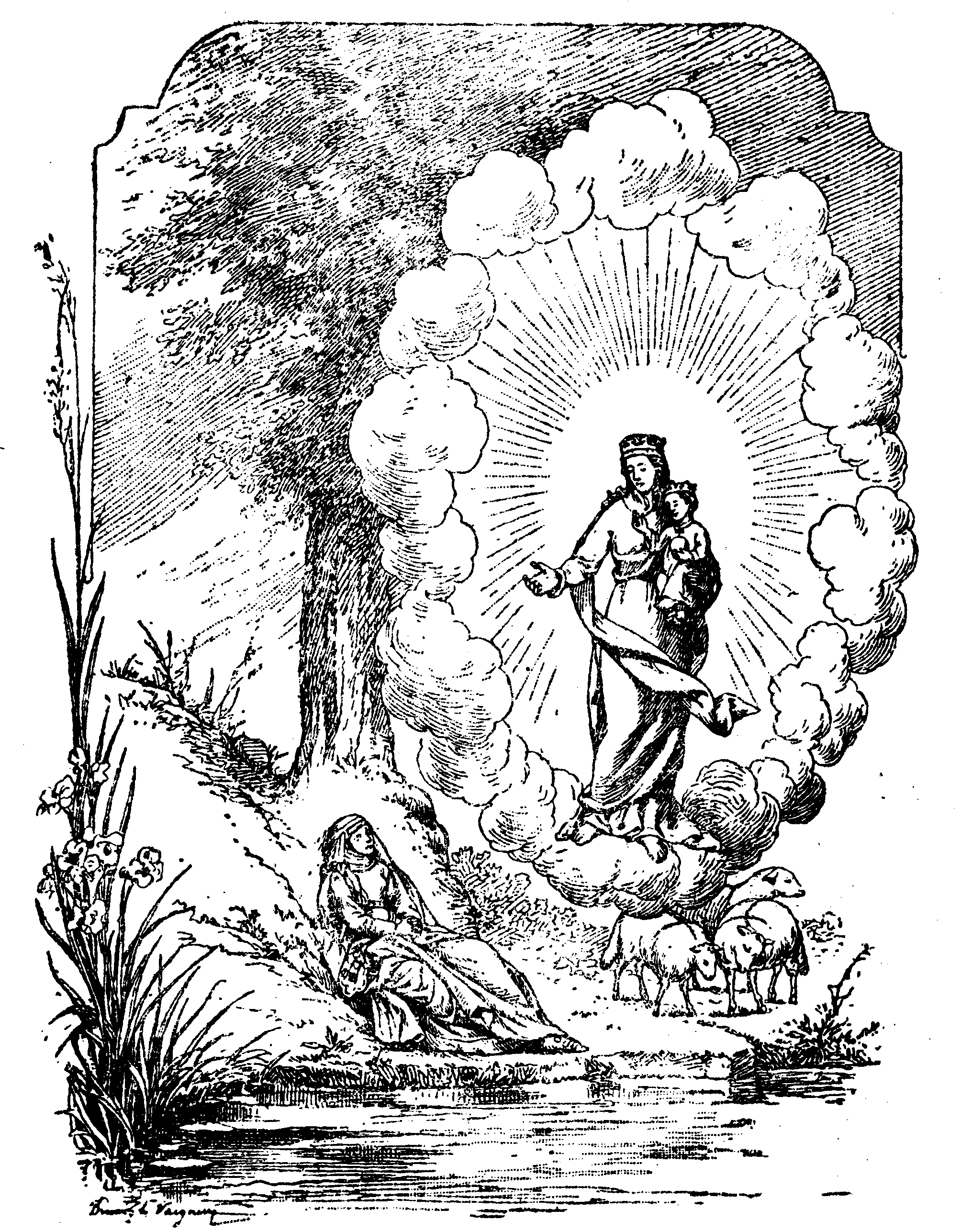 Ermesinde an der Quelle mit ihrer Erscheinung