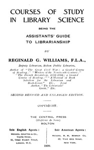 Courses of study in library science, F.L.A. Reginald G. Williams