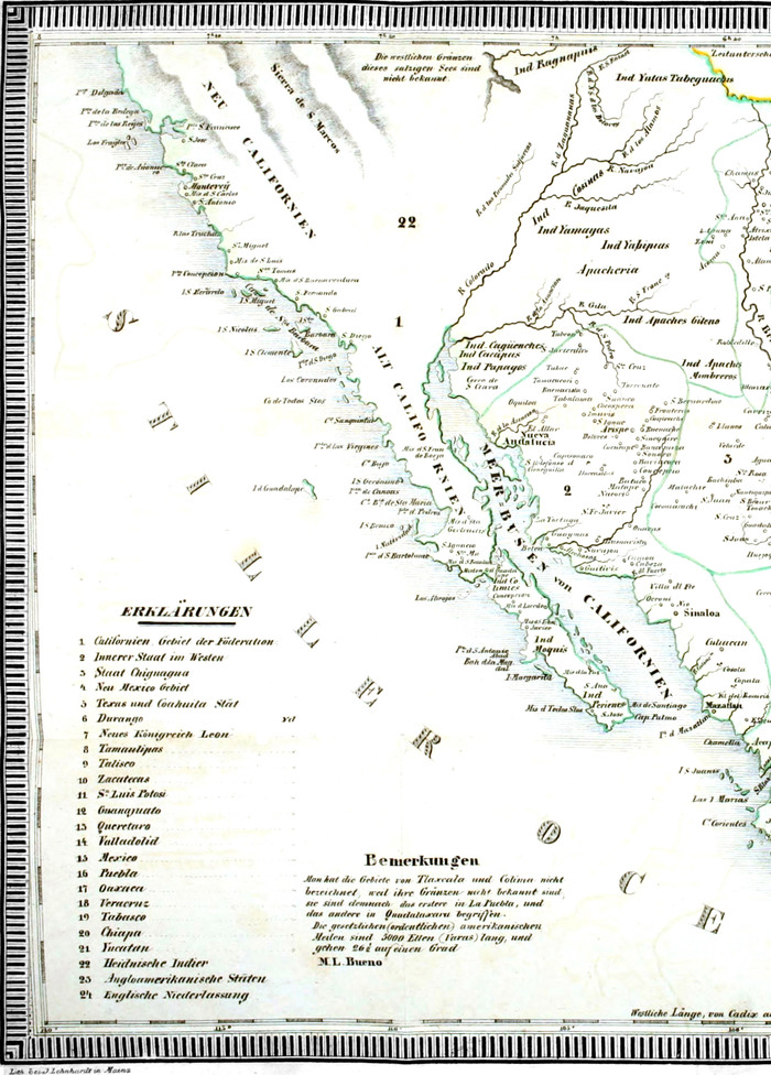 Karte von Mexiko, westlicher Teil