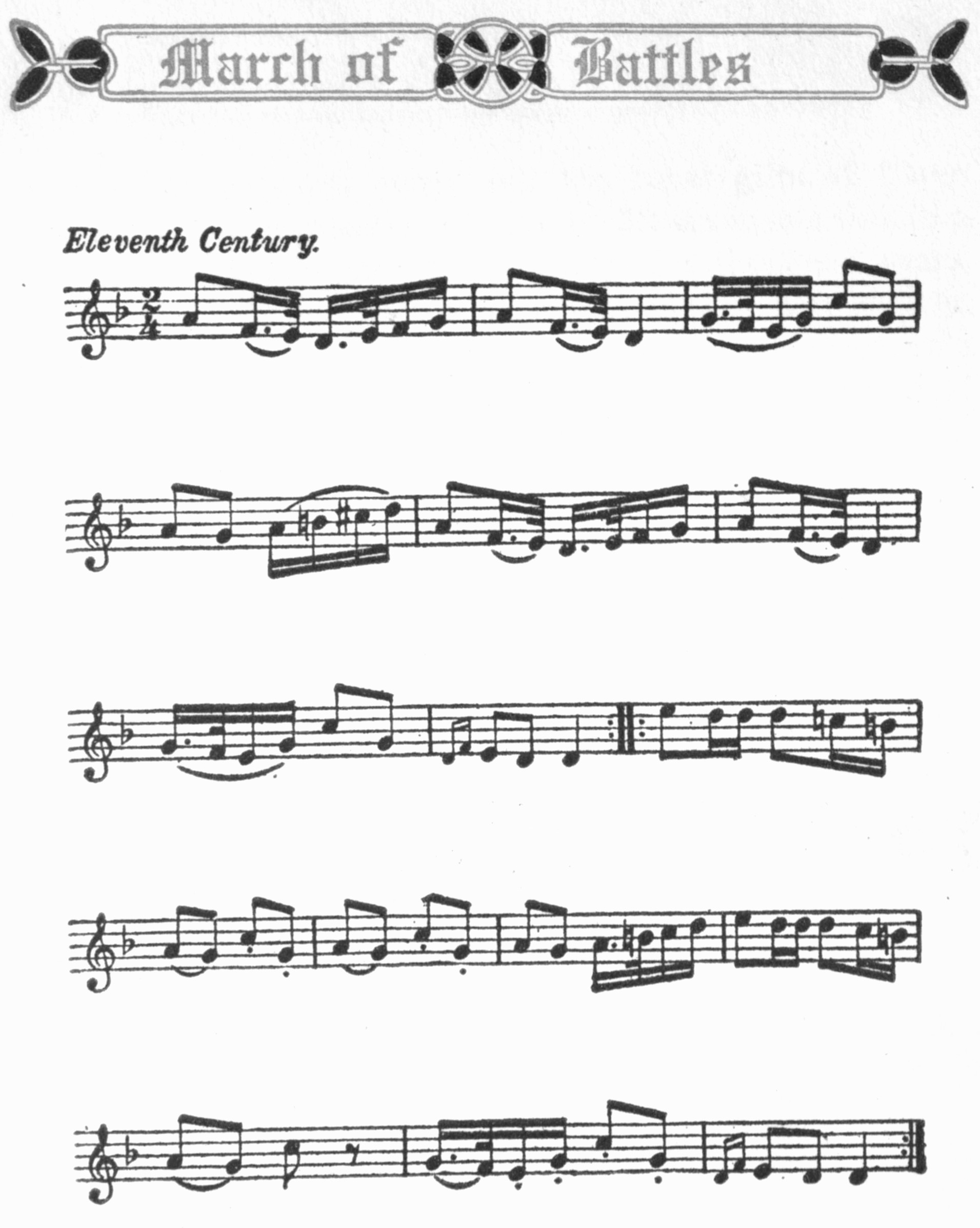 Musical score: March of Battles, Eleventh Century.