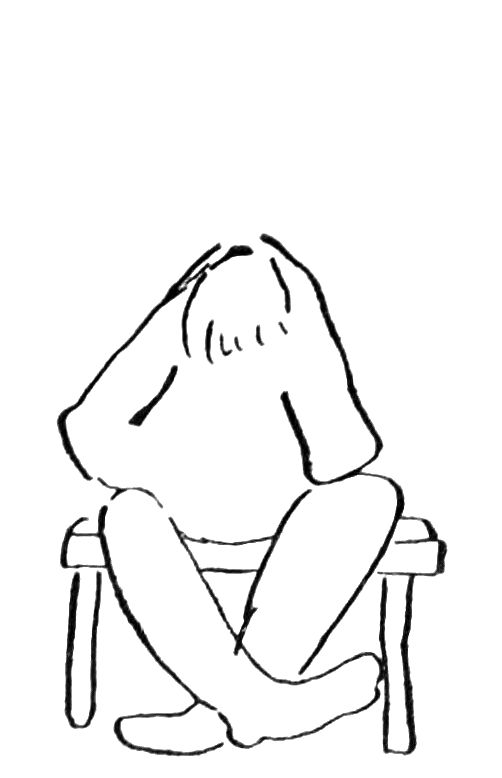 Sketch of man seated on bench, with downcast head