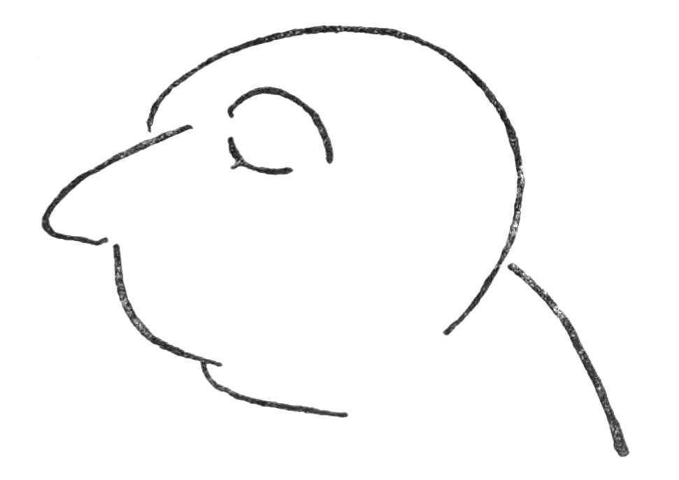 Simple sktech of man's head, eyes closed.