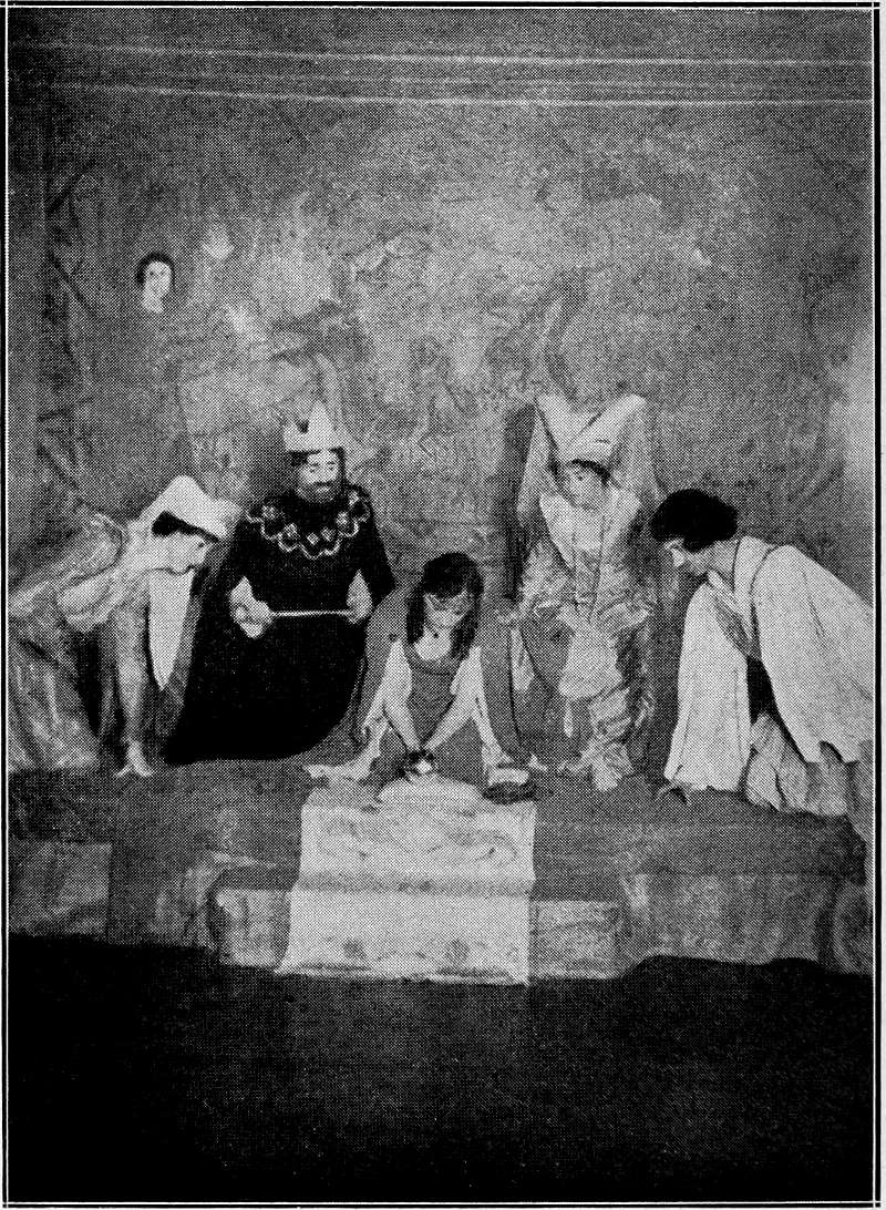 Picture of the princess and other characters looking in the globe