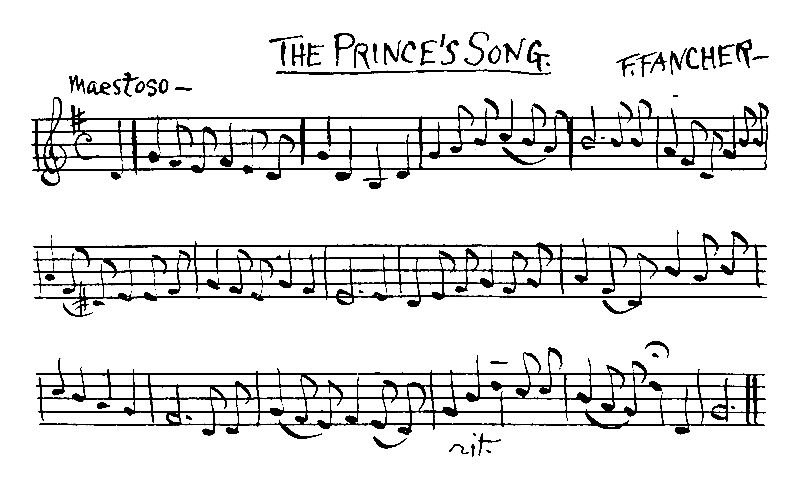 Music score of the Prince’s song