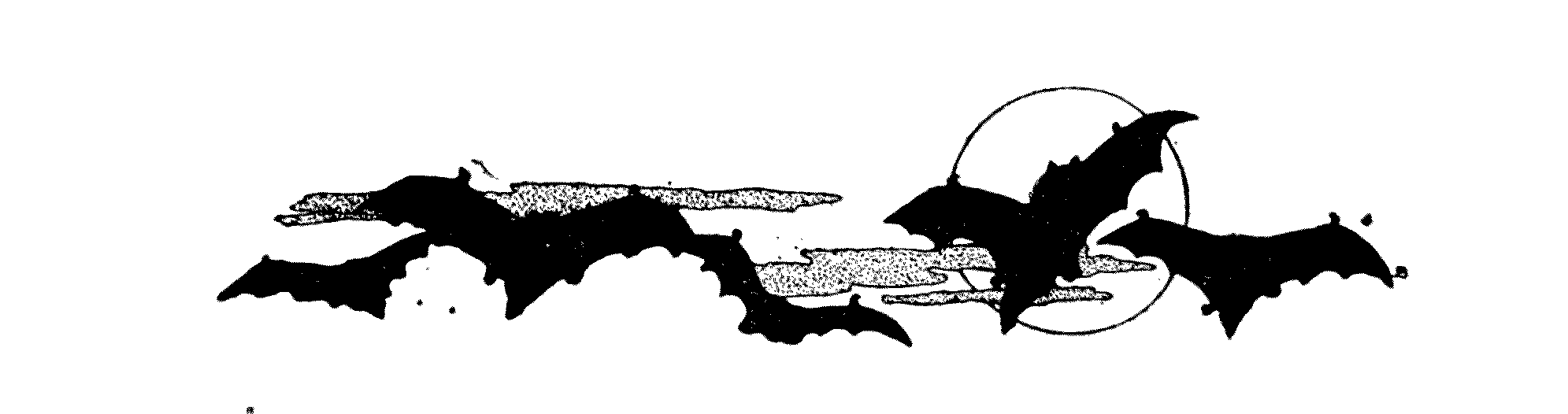 five silhouettes of owls flying through the sky, in front of the sun and some clouds