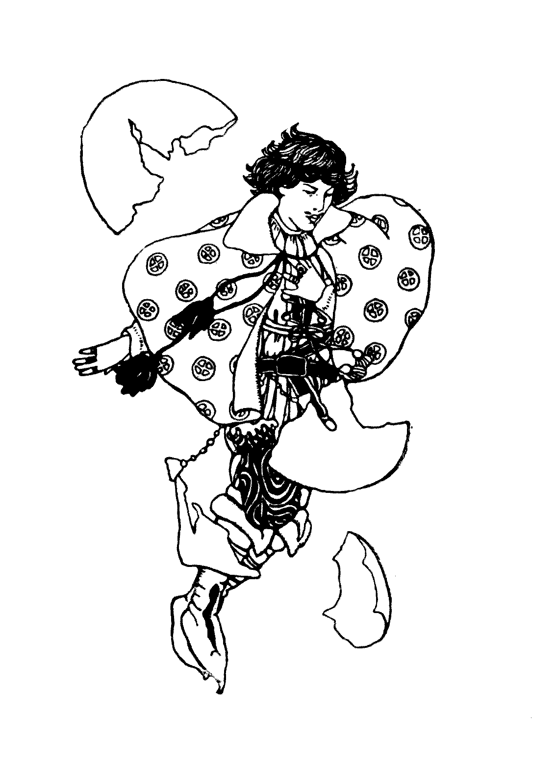 young man appearing from an egg