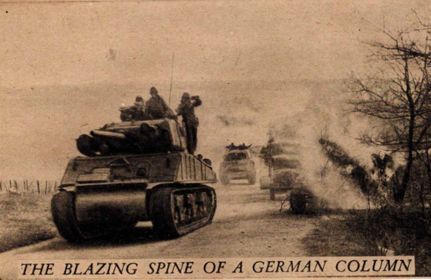 The blazing spine of a German column