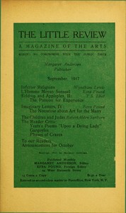 The Little Review, September 1917 (Vol. 4, No. 5), Various, Margaret C. Anderson