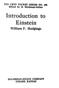 Introduction to Einstein, William F. Hudgings, E. Haldeman-Julius