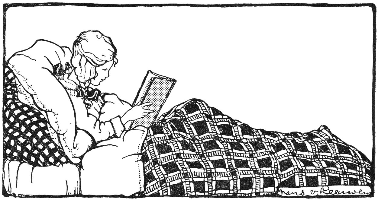 Ineke leest een boek in bed