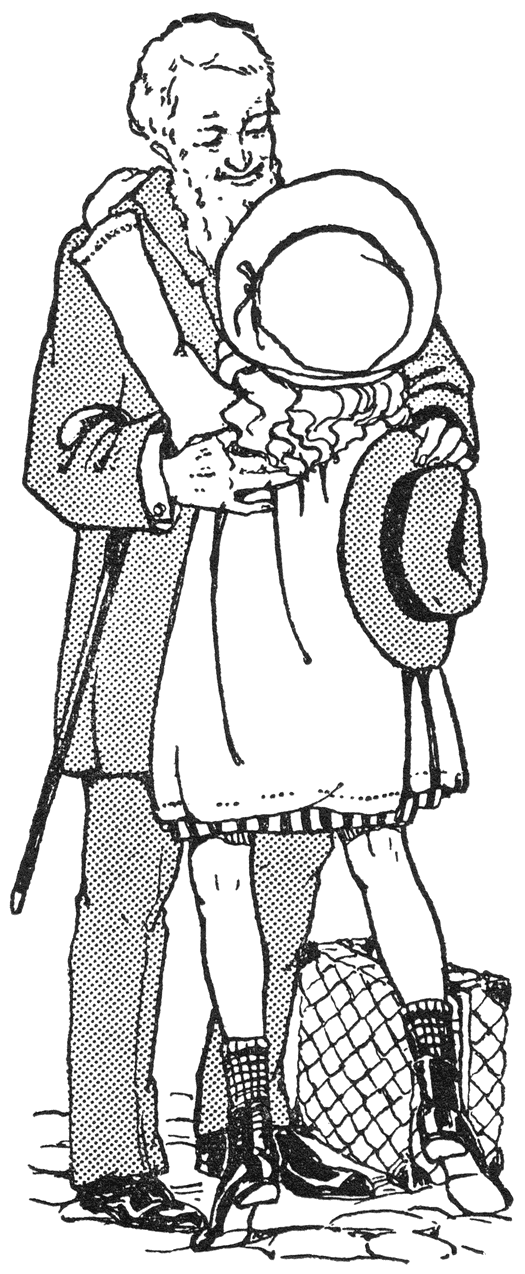 Open ging ’t portier en met een juichkreetje sprong ze regelrecht in Opa’s armen.