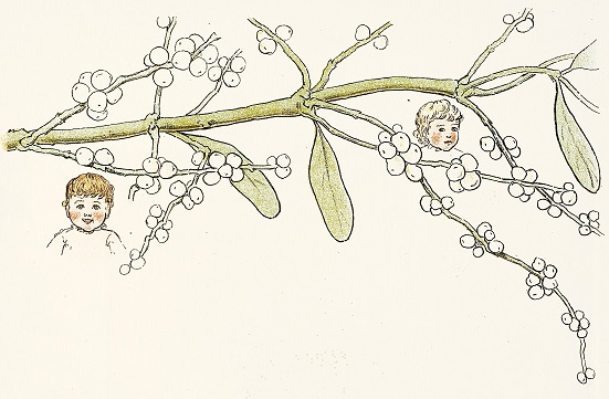 Children's faces on a branch