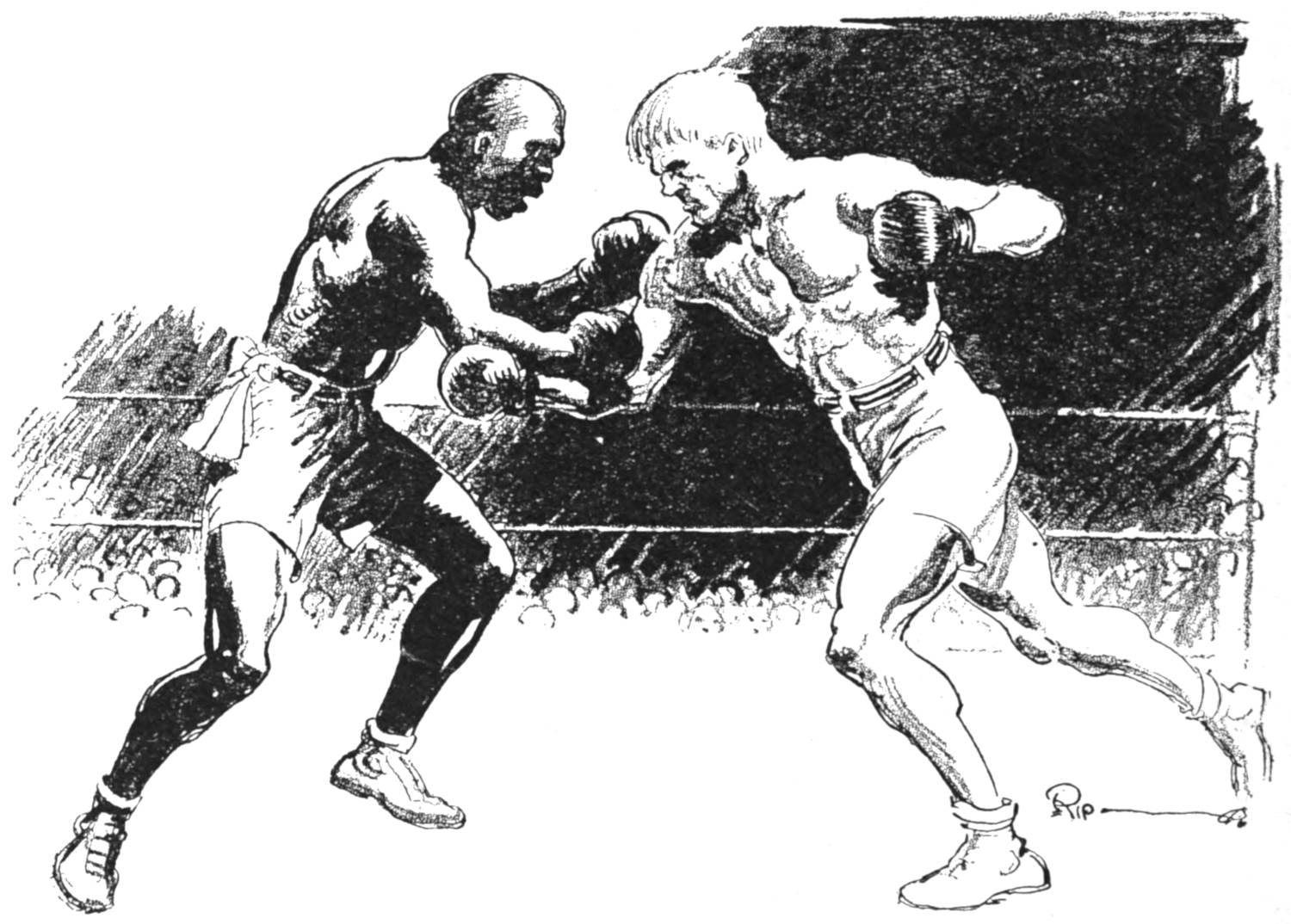 Two boxers in ring
