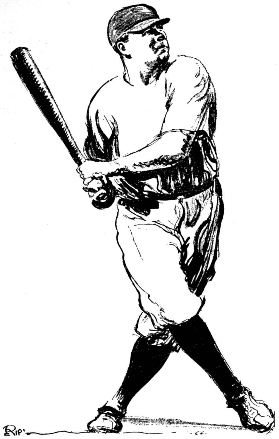 Full-length portrait of Babe Ruth batting