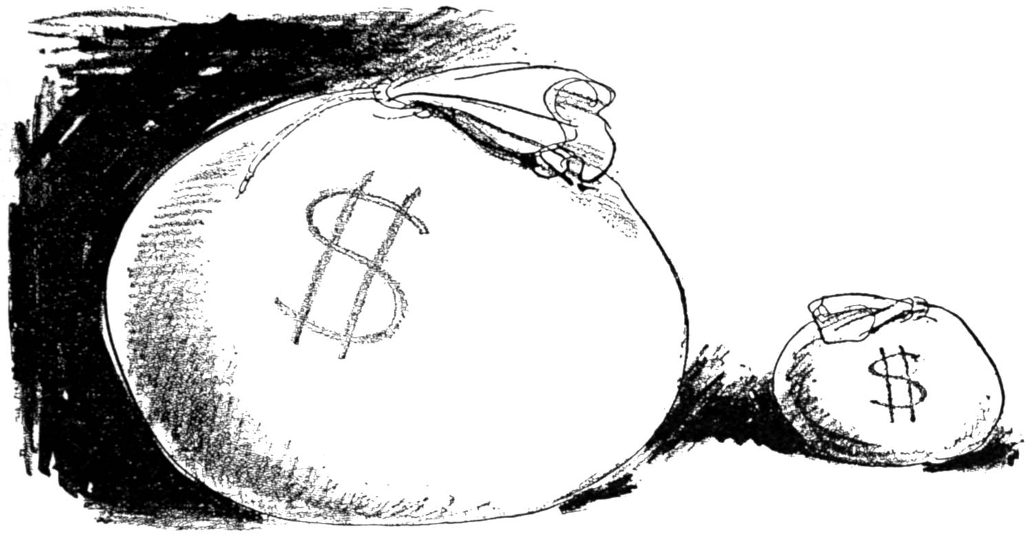 Large and smaller bags of money