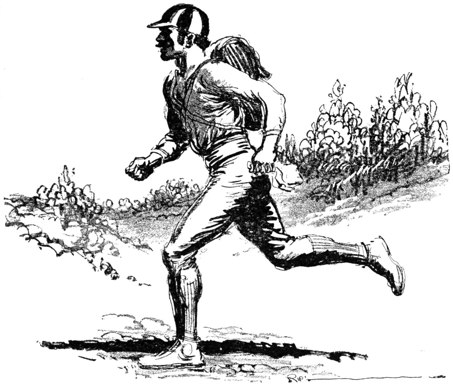 A runner (Mensen Ernst) carrying a rucksack during a cross-country run