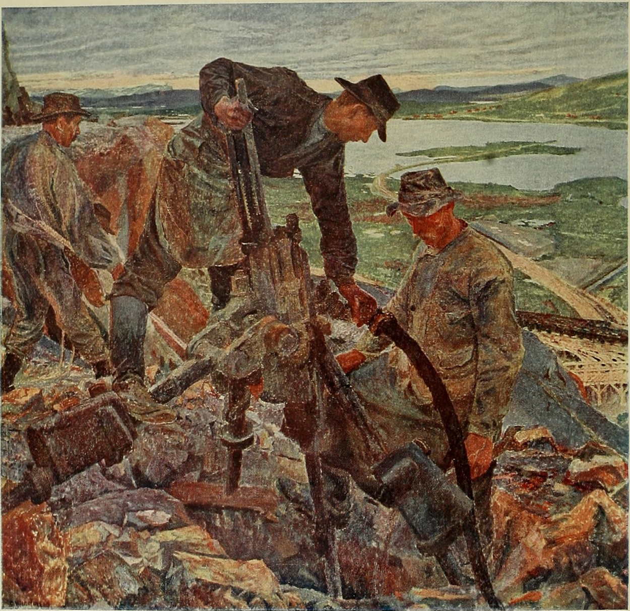 MINERS ON THE ORE MOUNTAIN AT KIRUNA