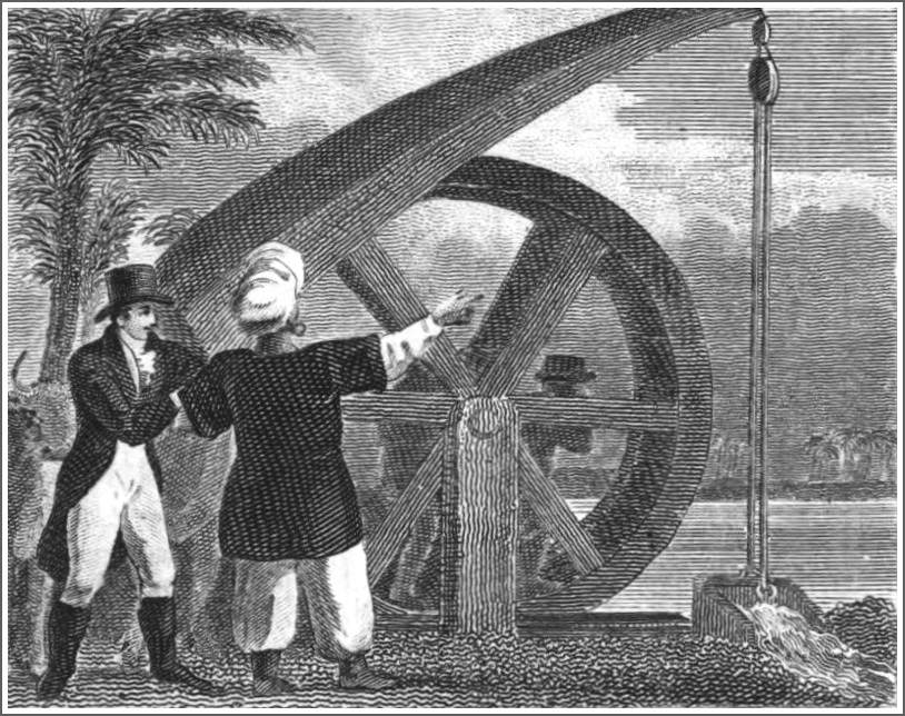 The Bashaw examining the hydraulic machine