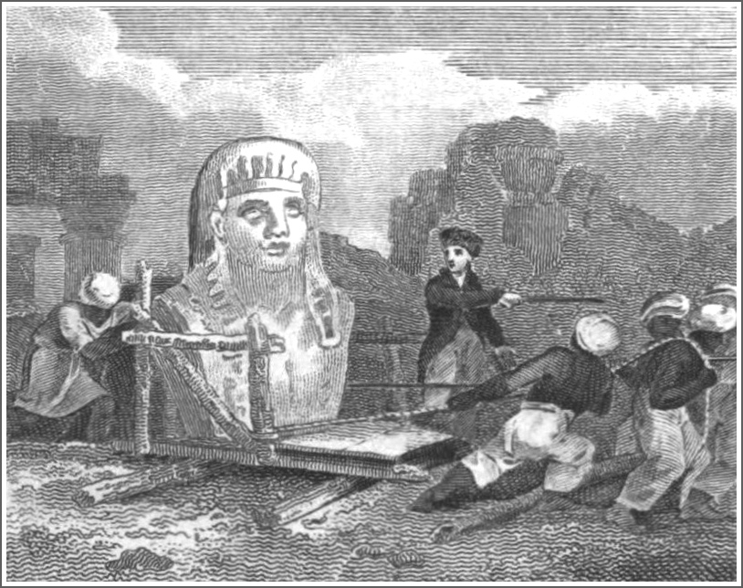 The bust being drawn on its carriage