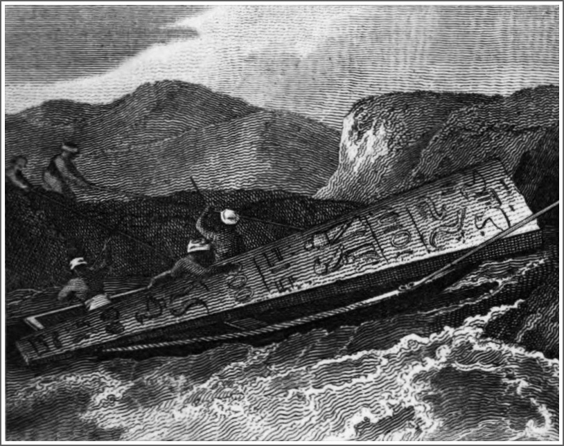 The obelisk in the boat navigating the cataract