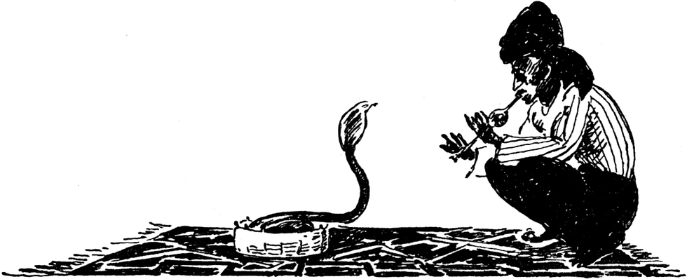 Schlangenbeschwörer mit Flöte