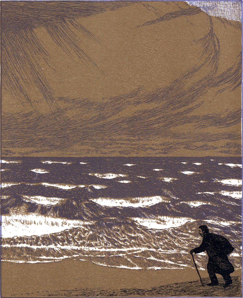 Ein Wanderer in einer einsamen   Landschaft