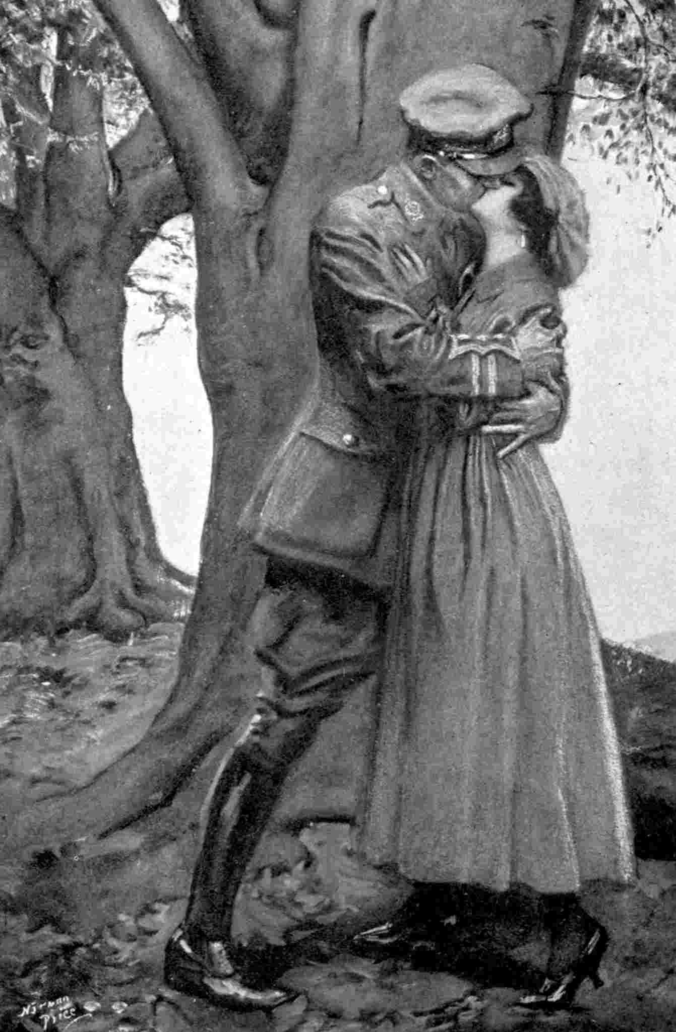 Man and woman kiss