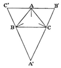 Inverted triangle A'B'C' with inscribed inner triangle ABC and cevians from A.