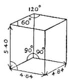 A labeled diagram of a parallelepiped 3D shape with angle measurements (120°, 60°, 90°) at the top and dimensions (5.40 and 4.84) marking the edge lengths.