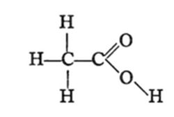 A chemical structural diagram showing a methyl group (CH₃) bonded to a carbon that is double-bonded to an oxygen (O) and single-bonded to a hydroxyl (O-H) group — representing acetic acid (CH₃COOH).