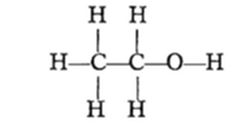 A chemical structural diagram showing two carbon (C) atoms bonded together, each with two hydrogen (H) atoms attached, and a hydroxyl (O-H) group attached to the second carbon — representing ethanol (C₂H₅OH).