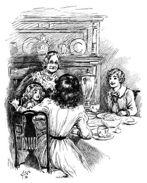 Betty chats at the dinner table