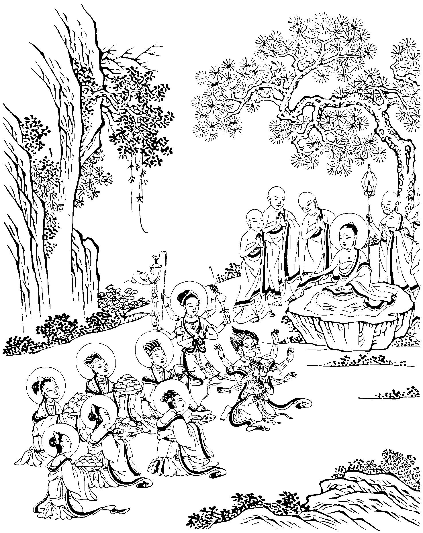  The Mara-king kneels in front of the seated Buddha