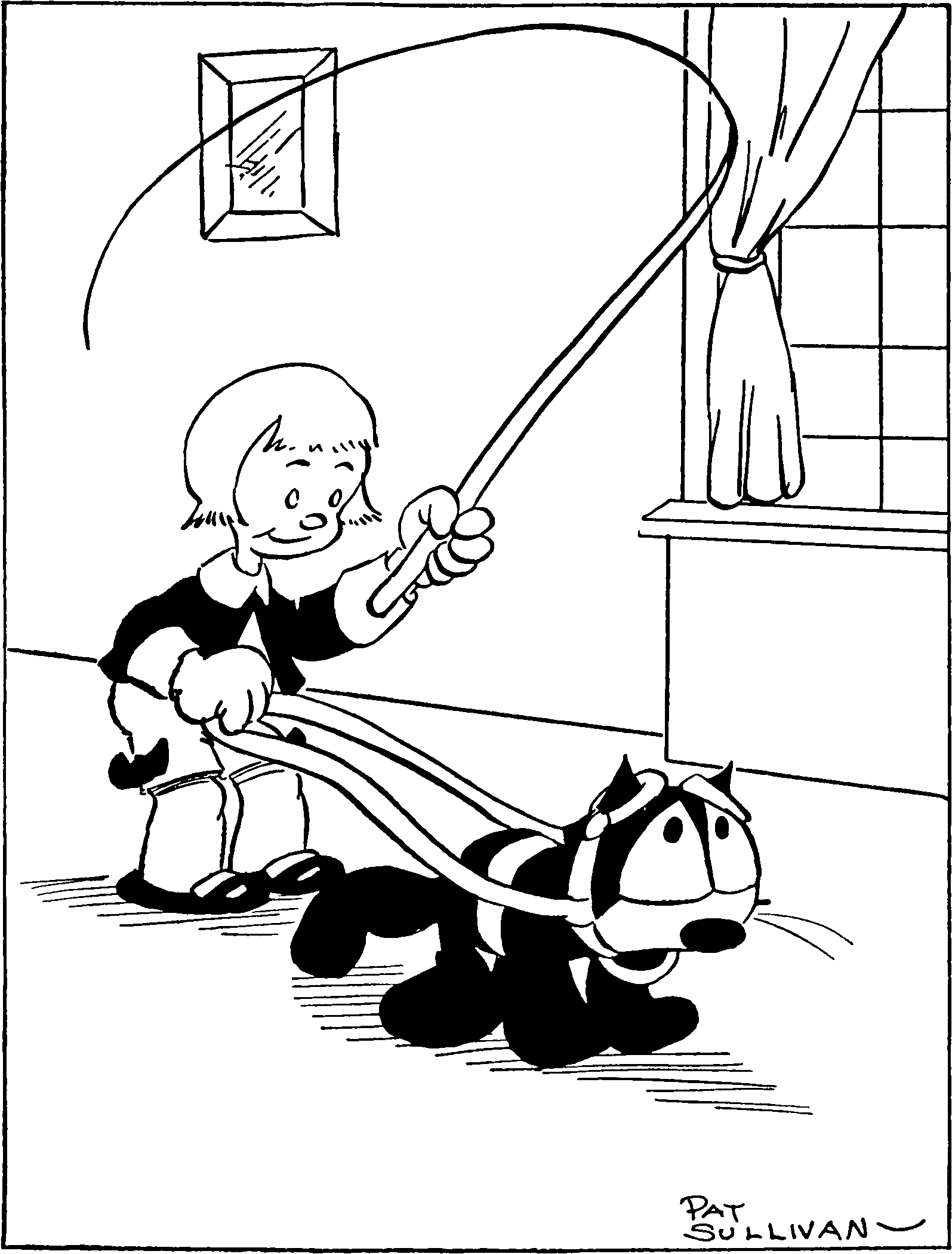 A cat being used as a horse