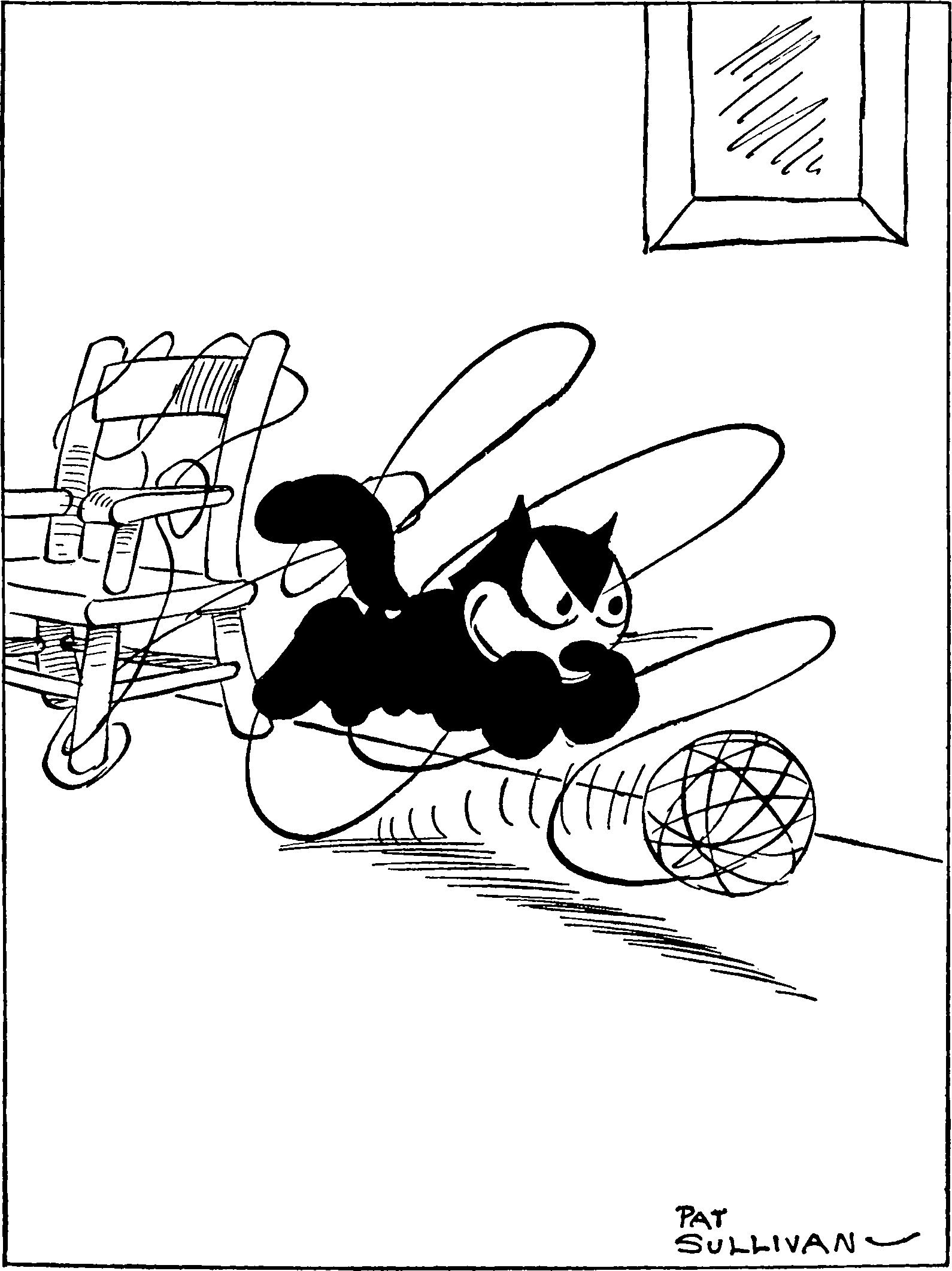 A cat chasing a ball of string