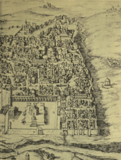 Old map of Jerusalem from 1620.
