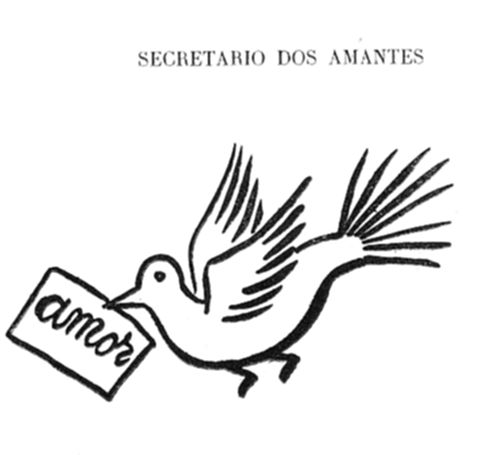 Pomba voando e carregando no bico um envelope com a palavra amor escrita.