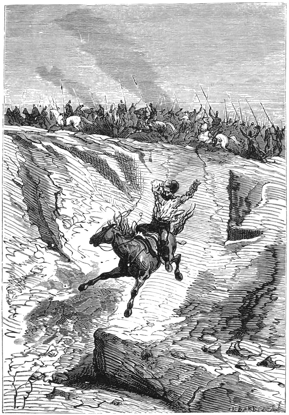 Het paard wierp zich met zijn ruiter in dien kuil.