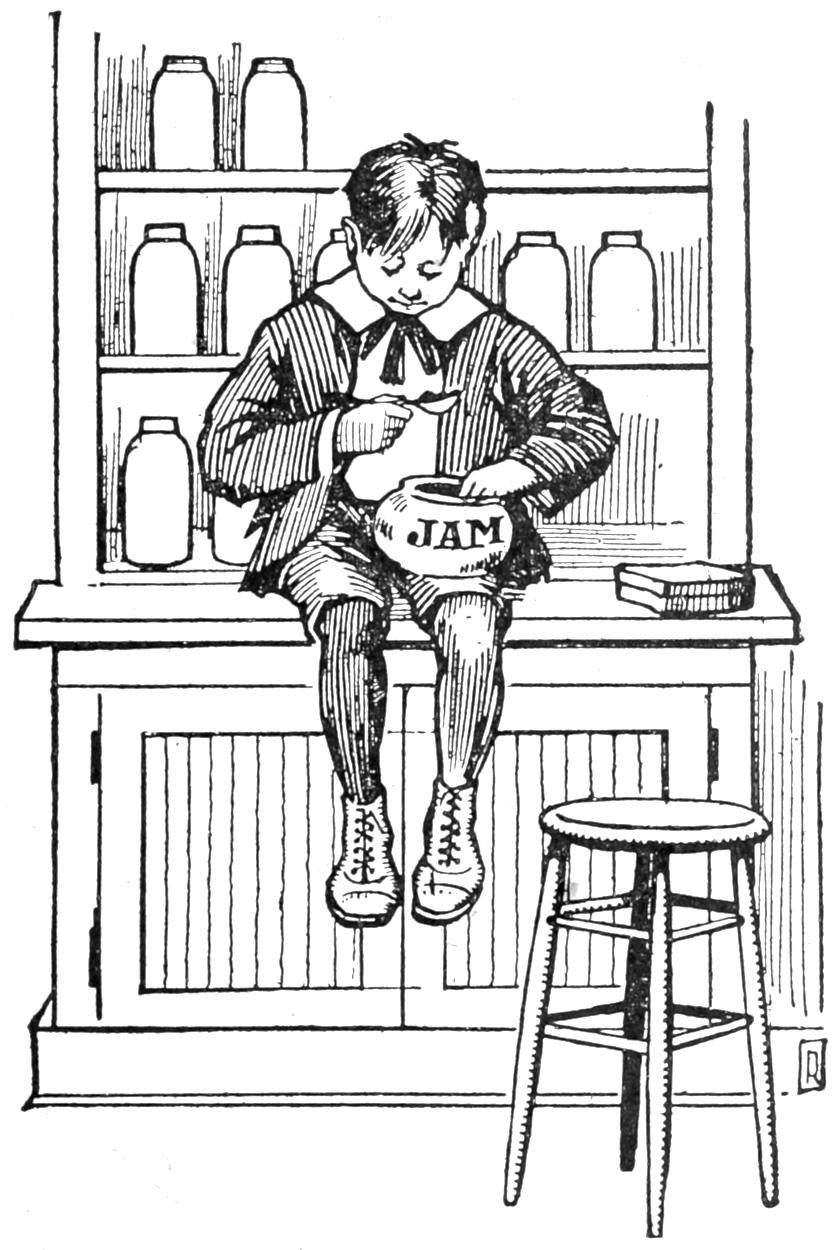 Joey sitting on the cupboard enjoying the jam