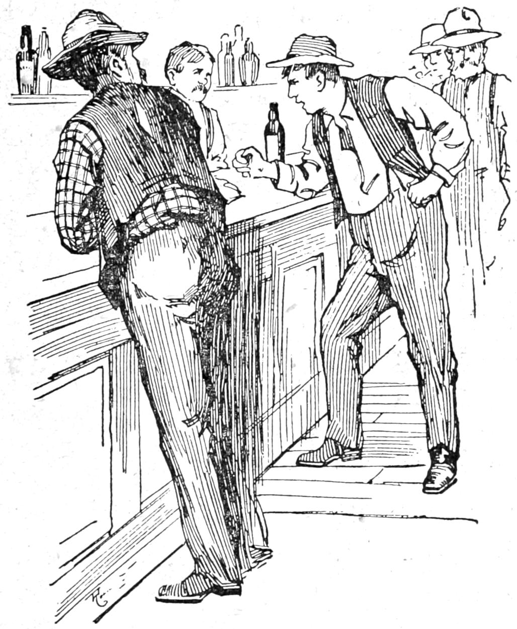 Men leaning against bar