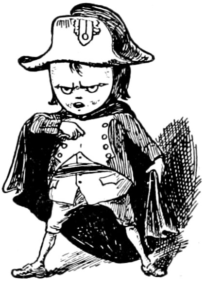 A stern, clock-faced figure wearing a tricorn hat and a cloak while standing.