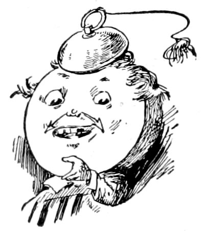 A round-faced character with a mustache and an alarm clock bell resting on top of their head.
