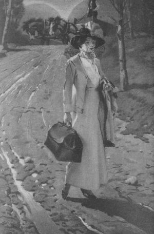 A tall, slim, exquisitely poised figure.... "Another o' them
Dotty Dimples come out to save the world. I thought I'd help eggicate her a
little, an' so I sent her to Bill's place. Oh, my Lord, I told her it was
respectable!"