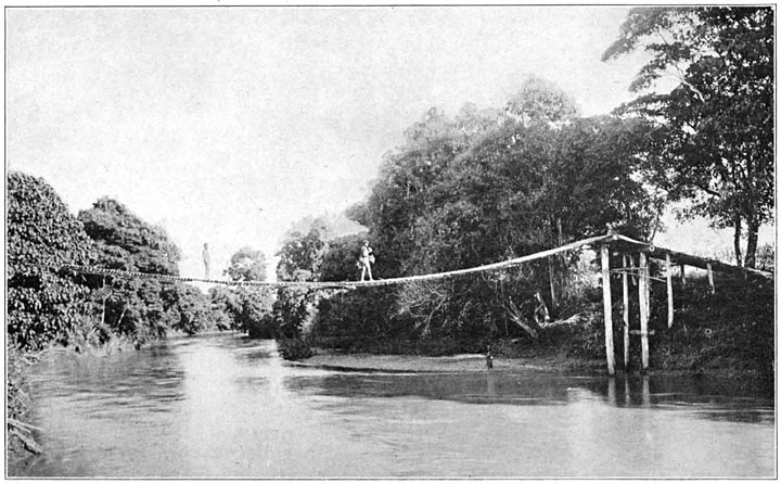 Swinging bridge over Padada river