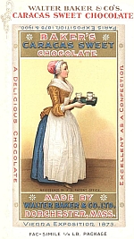 Walter Baker & Co's. Caracas Sweet Chocolate
Fac-simile 1/4 Lb. Package.