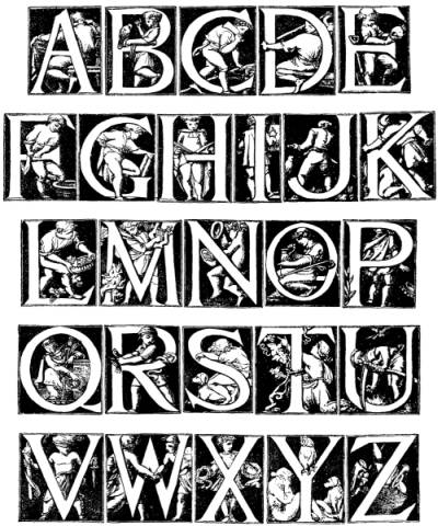  SUGGESTIONS IN DECORATIVE ART.&mdash;ALPHABET DESIGNED BY GODFREY SYKES.