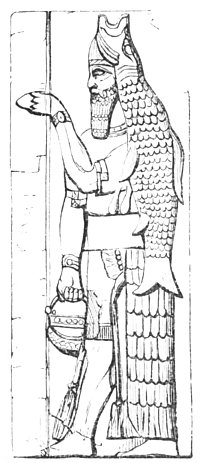 Fig. 9.—Anou or Dagon. Nimroud. Layard, Discoveries, p.
350.