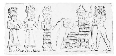 Fig. 17.—A Chaldan Cylinder: from Mnant's La Bible et
les Cylindres Chaldens.