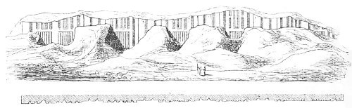 Fig. 100.—Faade of a ruined building at Warka; from
Loftus.